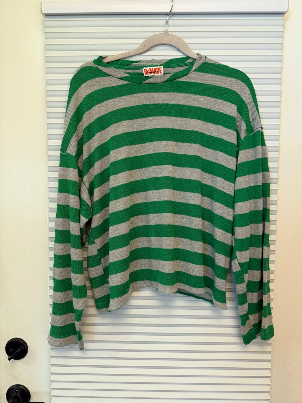 Urban Outfitters Remade Green & Gray Striped Long-Sleeve light sweater